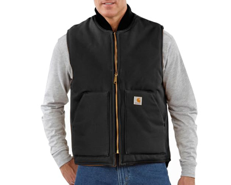 Carhartt® Men's Traditional Vest Relaxed Fit Firm Duck Insulated Rib Collar - Black