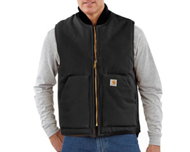 Carhartt® Men's Traditional Vest Relaxed Fit Firm Duck Insulated Rib Collar - Black