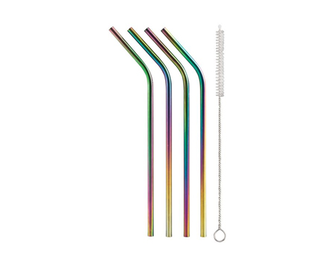 Stainless Steel Rainbow Straws with Brush