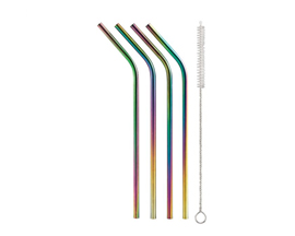 Stainless Steel Rainbow Straws with Brush