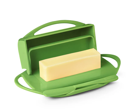 Butterie Butter Dish with Attached Flip-Top Lid - Green