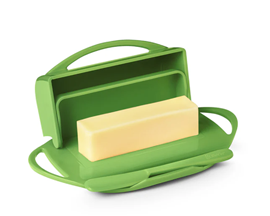 Butterie Butter Dish with Attached Flip-Top Lid - Green