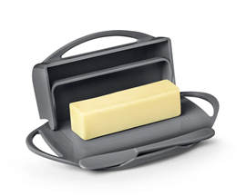 Butterie Butter Dish with Attached Flip-Top Lid - Gray