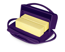 Butterie Butter Dish with Attached Flip-Top Lid - Purple
