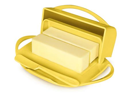 Butterie Butter Dish with Attached Flip-Top Lid - Sunflower Yellow