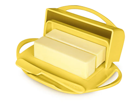Butterie Butter Dish with Attached Flip-Top Lid - Sunflower Yellow