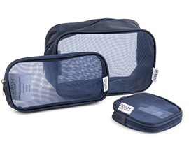 Set Of 3 Rr Mesh Toiletry Bags 