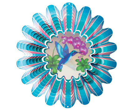 Animated Blue Hummingbird Wind Spinner