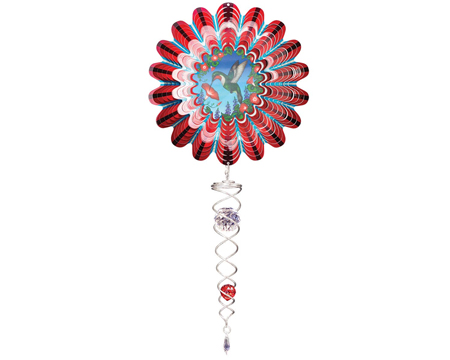 Animated Mini Red Hummingbird Wind Spinner