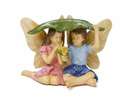 Fairy Couple Caught In The Rain Statuary