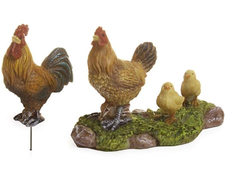Fairy Rooster With Hen & Chicks