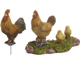 Fairy Rooster With Hen & Chicks