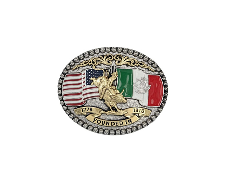 Montana Silversmiths® American and Mexican Flags Buckle