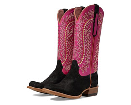Ariat® Women's Derby Monroe Western Boots - Black Roughout / Kissable Pink