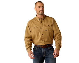 Ariat® Men's Rebar Washed Twill Work Shirt - Rebar Khaki