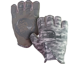 Fish Monkey® Stubby Guide Gloves - Grey Water Camo Large
