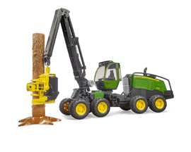 John Deere Harvester with Tree Trunk