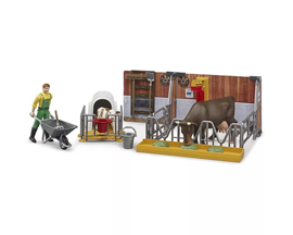 Bworld Cow and Calf Barn with Farmer