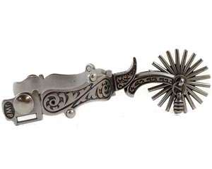 Jeremiah Watt Spurs - #75 Floral Band & Floral Shank w/ 2.25" 21 Point Rowels & Jingle Bobs