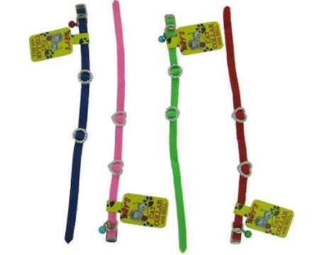 Adjustable Cat Collar with Bell & Rhinestones