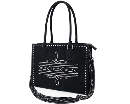 Genuine Suede Tote Bag - Black