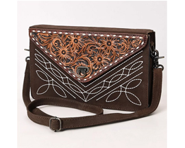 Envelope Style Western Leather Bag - Brown