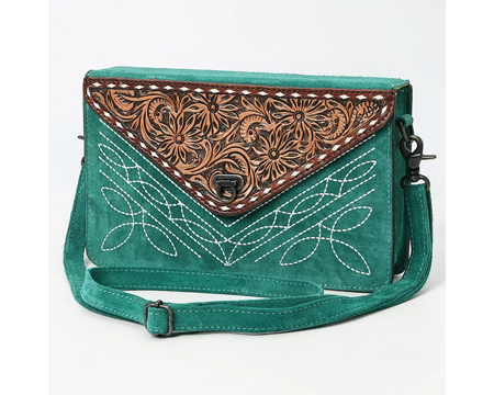 Envelope Style Western Leather Bag - Green