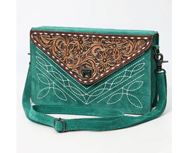 Envelope Style Western Leather Bag - Green