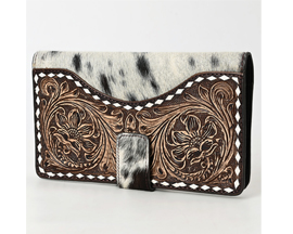 American Darling Hand Tooled Hair On Leather Wallet