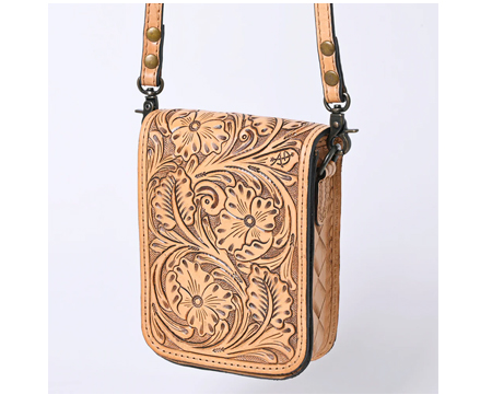 Genuine Western Leather Purse/Cell Holder - Natural