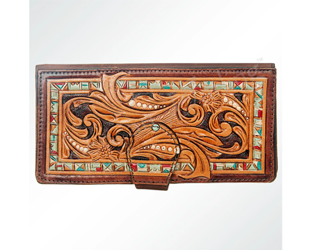Hand-Tooled Leather Western Wallet 