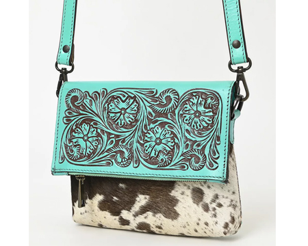 American Darling Hair-On Leather Hand-Tooled Crossbody Bag