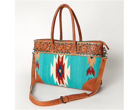 American Darling Western Leather and Saddle Blanket Tote Bag