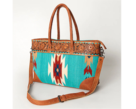 American Darling Western Leather and Saddle Blanket Tote Bag