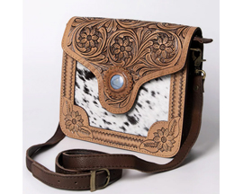 American Darling Crossbody Bag - Hand Tooled Hair-On Genuine Leather