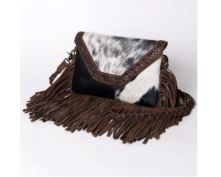 Western Hair-On Leather Clutch with Fringe