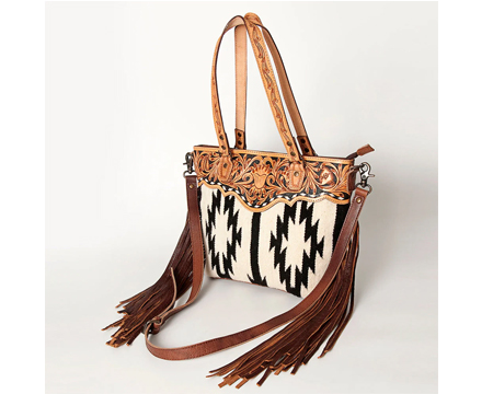 American Darling Leather and Aztec Saddle Blanket Crossbody Bag