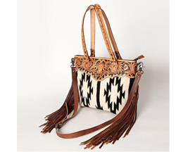 American Darling Leather and Aztec Saddle Blanket Crossbody Bag