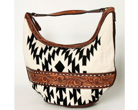 Western Leather/Saddle Blanket Hobo Handbag