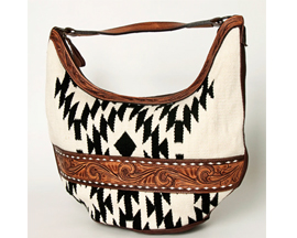 Western Leather/Saddle Blanket Hobo Handbag