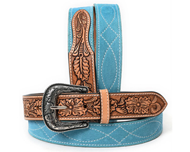Genuine American Suede Leather Belt - Blue Unisex XL