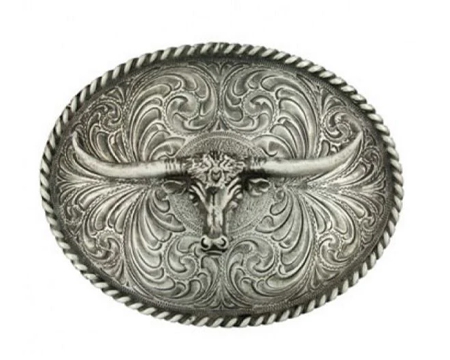 Montana Silversmiths® Antique Silver Buckle with Steer Head