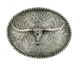 Montana Silversmiths® Antique Silver Buckle with Steer Head