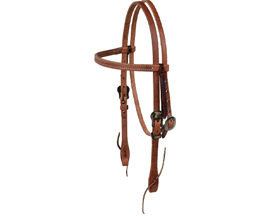 Leather Browband Headstall with Brown Iron Buckle