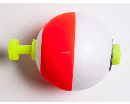 1 1/4" Round Red/White Weighted Bobber