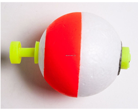1 1/4" Round Red/White Weighted Bobber