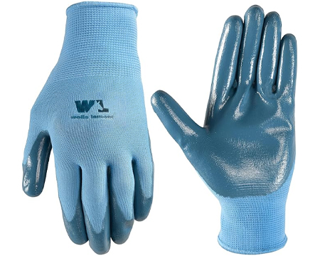 Womens Nitrile Coated Work Gloves - Blue Medium