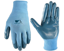 Womens Nitrile Coated Work Gloves - Blue Medium