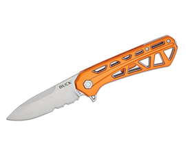 Buck Trace Orange Handle Drop Point Serrated Knife