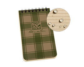 All Weather Top Spiral Notebook 3"x5" Plaid Tan